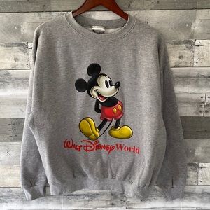 WALT DISNEY WORLD VINTAGE MICKEY MOUSE SWEATSHIRT GRAY WOMEN’S XL